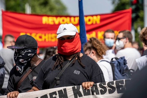 Police operation at a demonstration against the planned assembly law in North Rhine-Westphalia, in