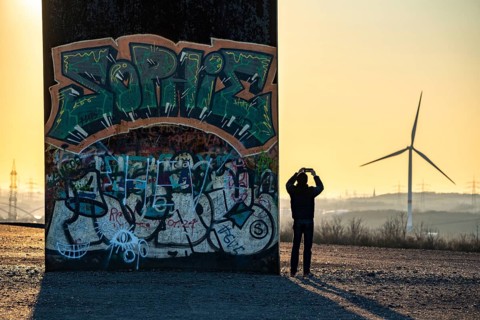 Sculpture by Richard Serra, Bramme for the Ruhr area on the Schurenbach spoil tip, in Essen,