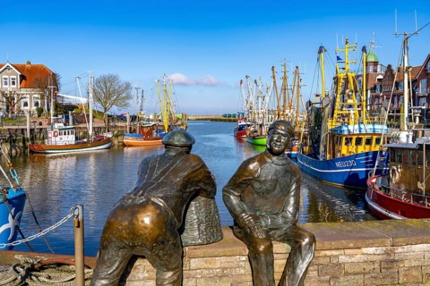 Cutter harbour Neuharlingersiel, Lower Saxony, Germany, Europe