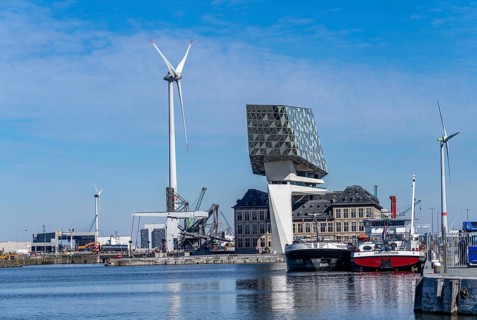 The Antwerp Port Authority building, Havenhuis, former fire brigade barracks in the harbour,