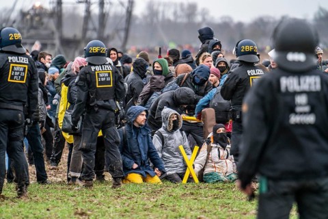 Violent clashes between thousands of demonstrators and the police, after a demonstration against