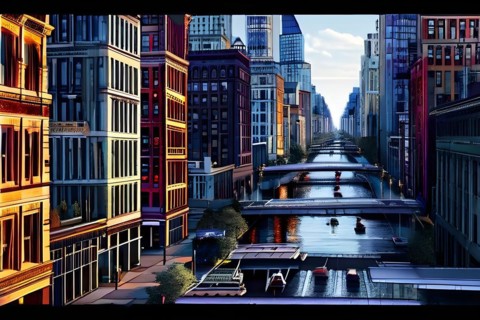 KI generated architectural structure melding computer aided design illustrations with genuine