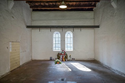 Gallows hook of the execution site, Plötzensee Memorial, Hüttigpfad, Charlottenburg-Nord, Berlin,