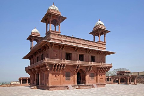 The Ibadat Khanna, Diwan-i-Khas, Hall of Private Audience at Fatehpur Sikri in Uttar Pradesh,