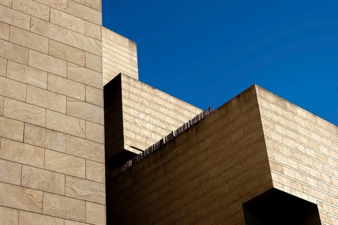 Modern Design Building Against Blue Clear Sky in Campione d'Italia, Lombardy, Italy, Europe