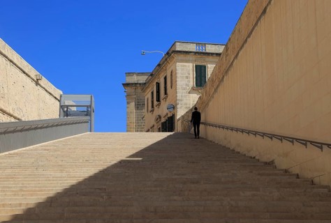 Flight of steps in City Gate redevelopment designed by Renzo Piano, Valletta, Malta, Europe