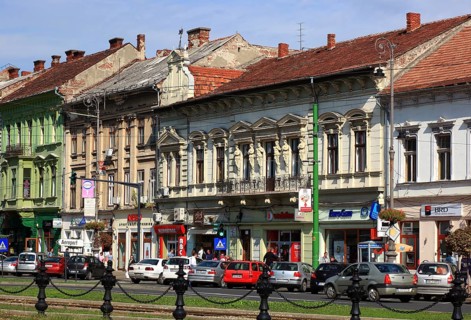 City of Arad, city centre, houses along the Boulevard of the Revolution, Banat, Romania, Europe