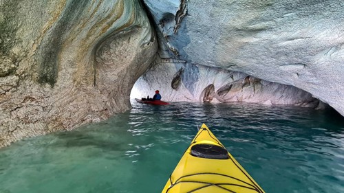 Capillas de Marmol in Lago General Carrera in Patagonia on the Carretera austral, Patagonia, Chile,