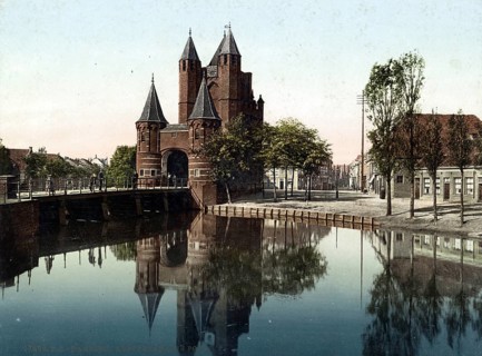 Haarlem-Amsterdam gate, Haarlem, Holland, 1890, Historic, digitally restored reproduction from a