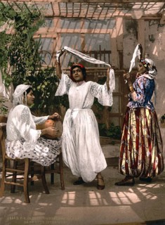 Arab Dancers, Algiers, Algeria, ca 1890, Historical, digitally restored reproduction from a 19th