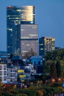 Skyline Bonn on the Rhine, in front the UNFCCC Secretariat of the Framework Convention on Climate