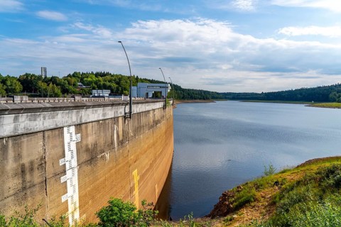 The Weser Dam, the most important drinking water reservoir in Belgium, near Eupen, Wallonia,