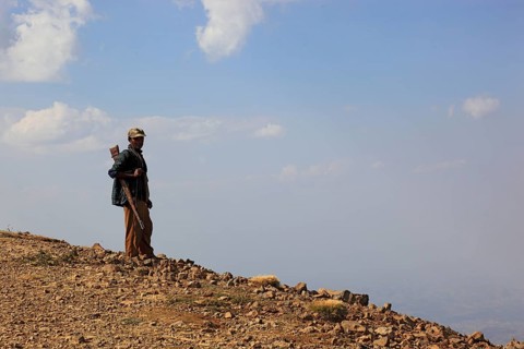 In the highlands of Abyssinia, in the Semien Mountains, landscape in the Semien Mountains National