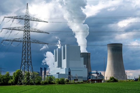 Lignite-fired power plant Neurath, near Grevenbroich, RWE Power AG, storm clouds over the Rhenish