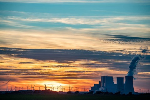 The RWE lignite-fired power plant Neurath, near Grevenbroich, largest German coal-fired power