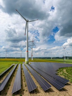 Wind farm near Marsberg, photovoltaic system, utilisation of land for renewable energies,