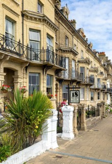 History buildings traditional guesthouses on seafront, Kirkley Cliff Road, Lowestoft, Suffolk,