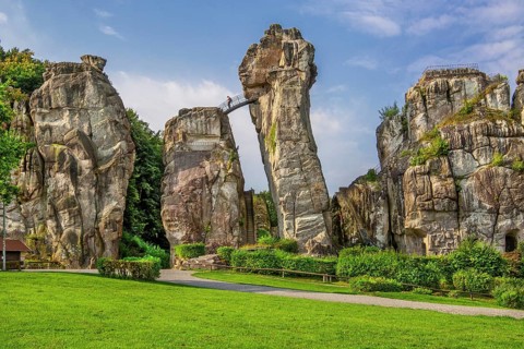 Externsteine, sandstone rock formation. Horn-Bad Meinberg, Teutoburg Forest, North