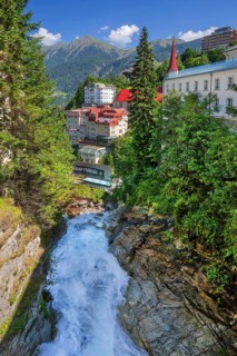 Waterfall of the Gasteiner Ache in the centre, Bad Gastein, Gastein Valley, Hohe Tauern, Pongau,
