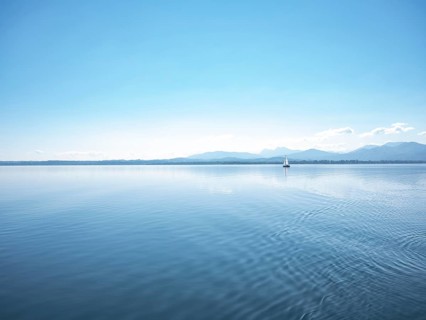 View of the lake from Fraueninsel, Chiemsee, Bavaria, Germany, Europe