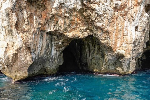 Sea cave on the coast of Santa Maria di Leuca, Apulia, Salento, Italy, Europe