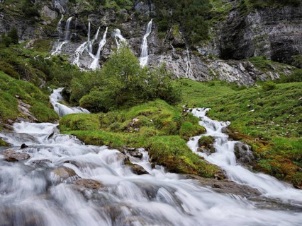 Cascades from the Jungibach Falls, Gental, Canton Bern, Switzerland, Europe