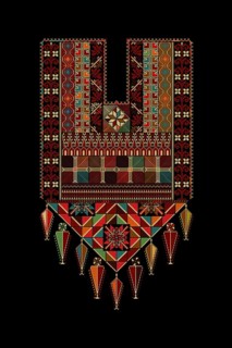 Embroidery vector Tatreez template, Palestinian fashion neck ornament