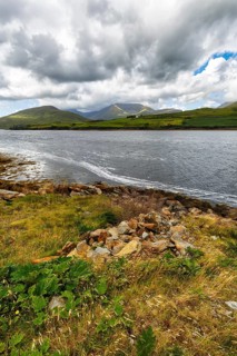 Killary Harbour, fjord, rain clouds, Connemara National Park, Galway, Wild Atlantic Way, Ireland,