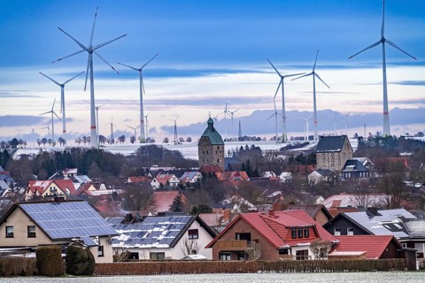 The town of Lichtenau, self-proclaimed energy town, wind farm, over 190 wind turbines and over 1200