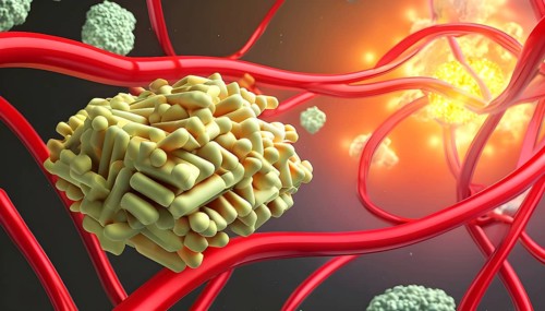 Three dimensional render of cholesterol in blood stream, AI generated