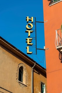 Old neon sign, hotel, sign, gastronomy, lettering, tourism, accommodation, vintage, design