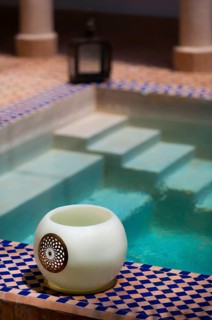 Oriental decoration in a riad, wellness, decorated, Arabic, oriental, Orient, tiles, lamp, tea