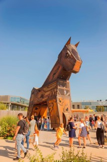 Trojan horse, accessible for children, during Cavalluna summer camp, at SHOWPALAST MÜNCHEN, the