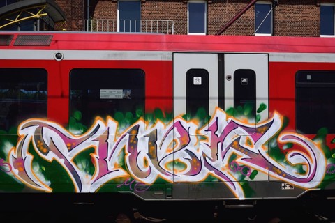 Europe, Germany, Hamburg, graffiti, S3 line, lettering on carriages, Europe