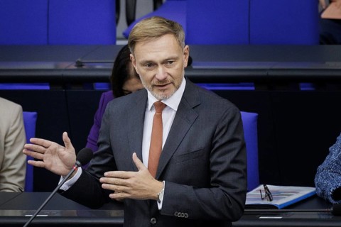 Christian Lindner (FDP), Federal Minister of Finance, recorded during his opening statement in the