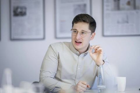 Philipp Türmer, SPD, Federal Chairman of the Jusos, recorded during an interview. Berlin, 24.01