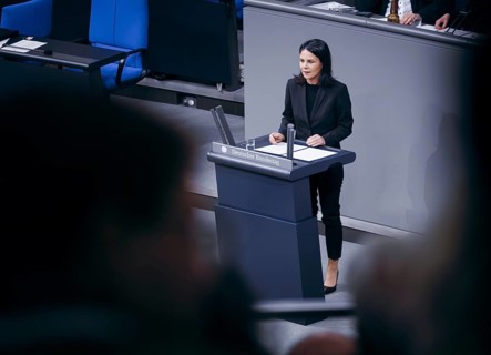 Annalena Bärbock (Alliance 90/The Greens), Federal Minister for Foreign Affairs, delivers a speech