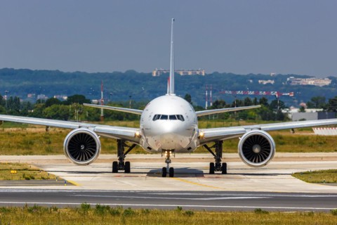 An Air France Boeing 777-300ER aircraft with registration F-GSQR at Paris Orly Airport, France,