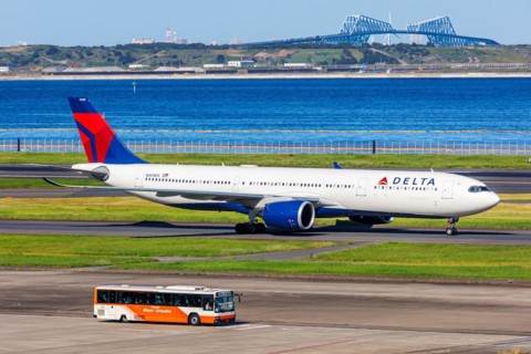A Delta Air Lines Airbus A330-900 aircraft with the registration number N409DX at Tokyo Haneda