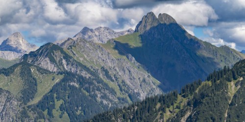 Mountain panorama from Söllereck to Höfats, 2259m, Allgäu Alps, Allgäu, Bavaria, Germany, Europe