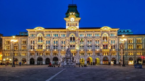 Palazzo del Municipio, town hall in eclectic style, Piazza Unità d'Italia in the heart of the city,