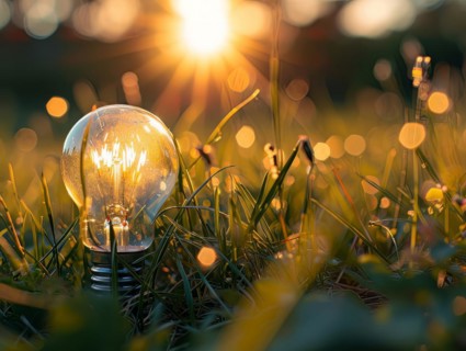 Eco bulb a concept of eco sustainability, alternative green clean energy and clean environment, AI