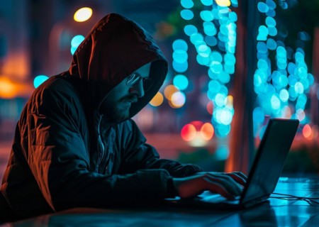 Hacker breaching security of banking corporate network engaging in DOS attacks and planting