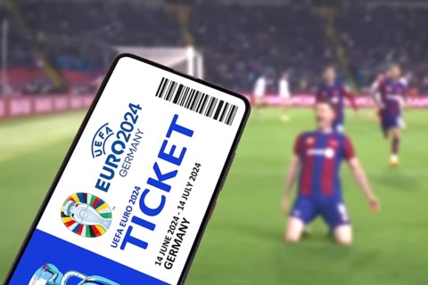 Ticket for UEFA euro 2024 Germany European Football Championship European Championship logo on a