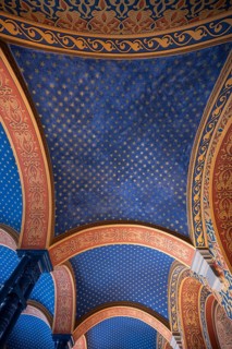 Preserved ceiling vault in the vestibule of the former synagogue, built in 1883, destroyed by the