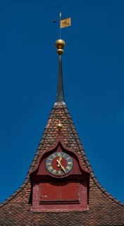 Lucerne Gate with tower clock, Sempach, Canton Lucerne, Switzerland, Europe