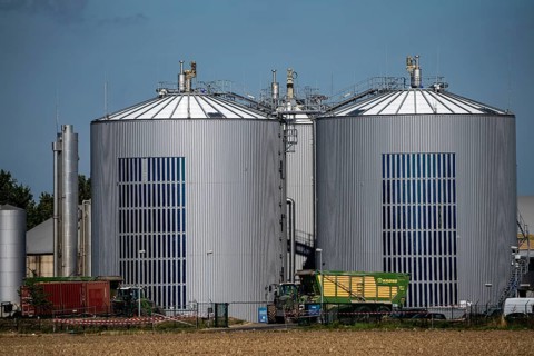 RWE biogas plant Bergheim-Paffendorf, where crops from regional agriculture, whole plant, grass and