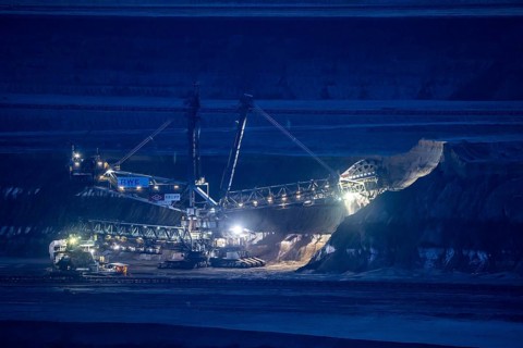Opencast lignite mine Garzweiler 2, excavator 285, bucket wheel excavator, considered to be the