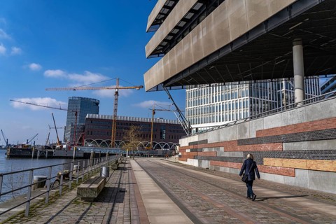 Buenos-Aires-Kai, Hafencity University HCU, Hafencity Hamburg, new district on the Elbe, on the