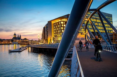 Amsterdam, Netherlands, city centre, St. Nicholas Basilica, new quarter on the Oosterdokskade,